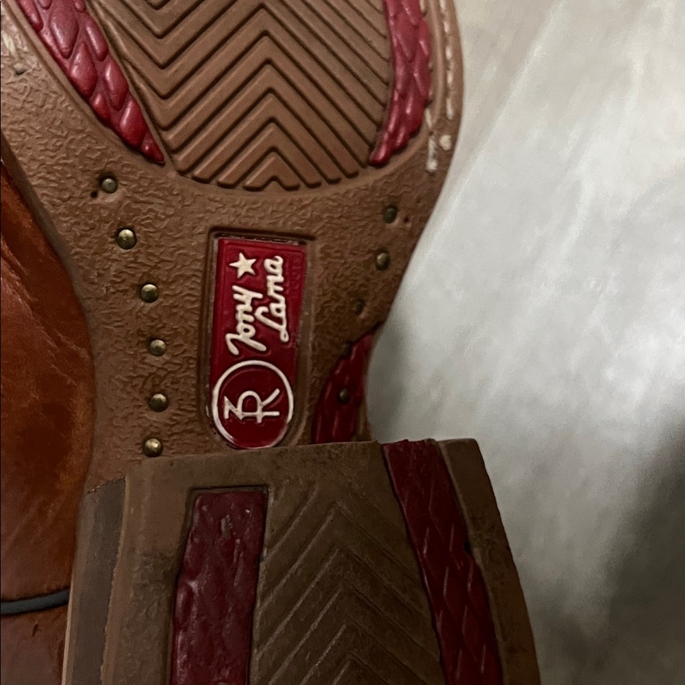 Tony Lama Tan Leather Cowboy Boots - Picture 5 of 6